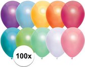 100x Gekleurde metallic ballonnen 30 cm - Feestversiering/decoratie ballonnen gekleurd