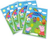 12x Peppa Pig themafeest uitdeelzakjes/snoepzakjes 16 x 23 cm - Feestzakjes - Kinderfeestje feestartikelen - Multi