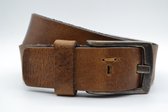 Heren riem van zandkleurig Italiaans echt leder - 4cm brede casual herenriem met leuke details maat 85