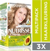 Garnier Nutrisse Crème Haarverf - 80 Natuurlijk Lichtblond - 3 stuks Voordeelverpakking met grote korting