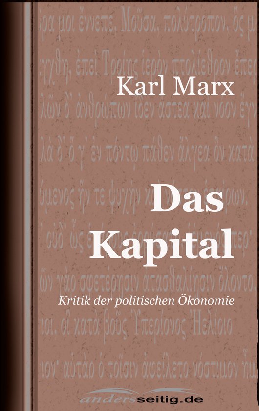 Boek 'Das Kapital' van Karl Marx, met Griekse tekst en 'Kritik der politischen Ökonomie'.