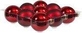 9x Rode glazen kerstballen 10 cm - mat/glans - Kerstboomversiering rood