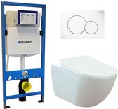 Geberit UP 320 Toiletset - Inbouw WC Hangtoilet Wandcloset - Creavit Mat Wit Geberit Sigma-01 Wit