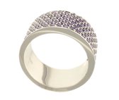 Behave® Dames ring zilver met zirconia steentjes paars omtrek 56 mm ringmaat 18