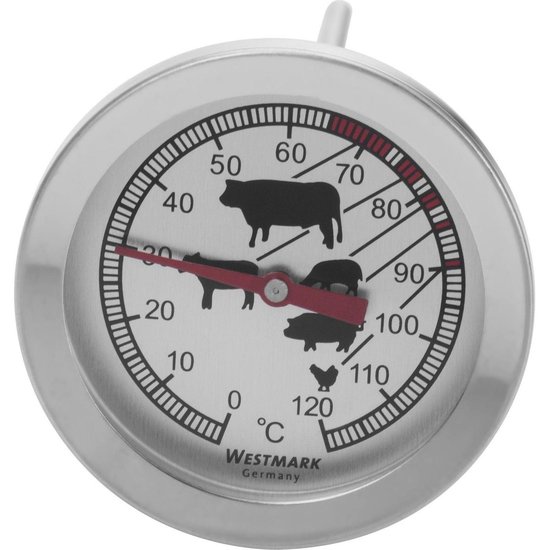 Westmark Braadthermometer, met symbolen voor een goede leesbaarheid, roestvrij staal, zilver/rood, 12692270