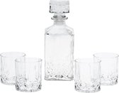 Glazen Whiskeykaraf set - 900 ml - Inclusief 4 Glazen