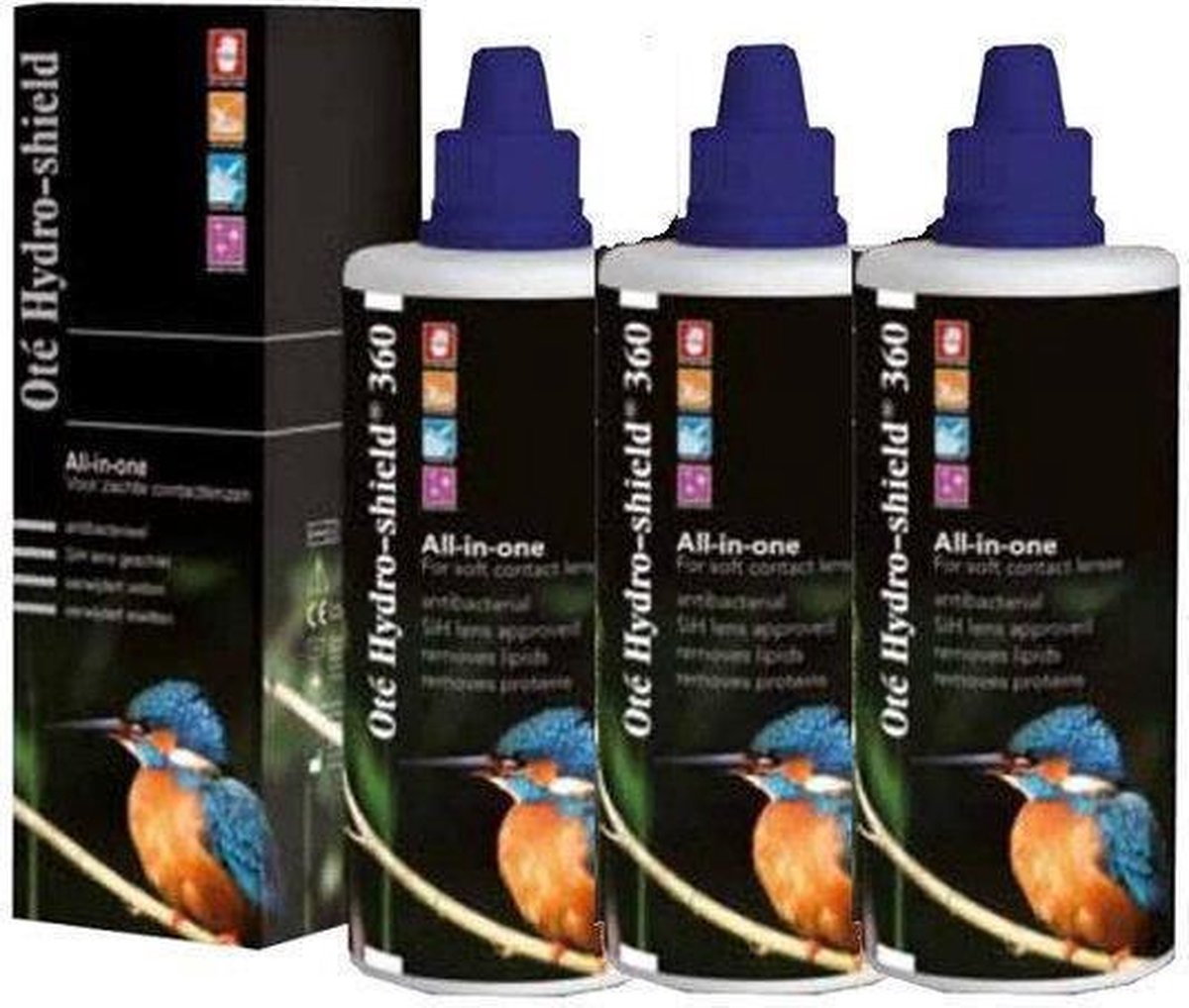 Oté Hydro-shield All-in-one Multipack - 3 x 360 ml + 1 x 100 ml + lenshouder - Lenzenvloeistof