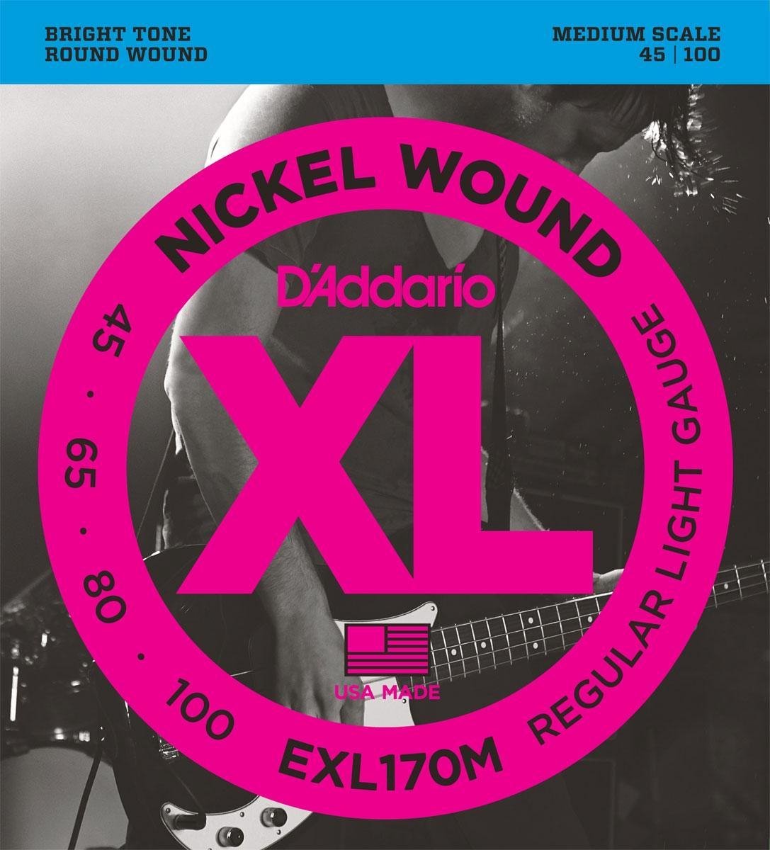 D'Addario 4er Bass XL Nickel 45-100 45-65-80-100, EXL170M - Snarenset voor 4-string basgitaar