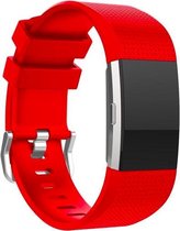 Classic Bandje Rood geschikt voor FitBit Charge 2 – Siliconen Armband Red - Small