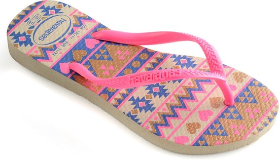 Havaianas Slim Fashion Slippers - Maat 31/32 - - roze/beige/blauw | bol.com