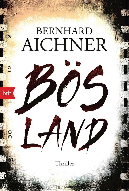 Boekomslag met de titel 'Bösland' in grote, rode letters. Onder de titel staat 'Thriller'.