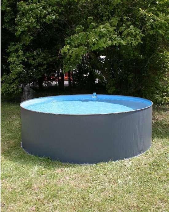 Londen Voorbereiding streng Zwembad antraciet stalen rand 350cm x 90 cm hoog | bol.com
