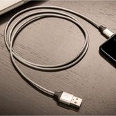 Sinji Micro-USB Oplaad en Data kabel – 1.8A Snellaad kabel – Flexibele Sterke Metalen Kabel - Oplaadsnoer Telefoon - Samsung Galaxy/Note - S4/S5/S6/S7 - Sony - OnePlus – Zilver – 1