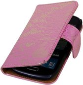 Mobieletelefoonhoesje.nl  - Samsung Galaxy S3 Mini Hoesje Bloem Bookstyle Roze