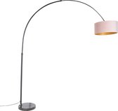 QAZQA xxl fl - Booglamp | Vloerlamp | Staande Lamp met kap - 1 lichts - H 2250 mm - Zwart Goud - Woonkamer | Slaapkamer