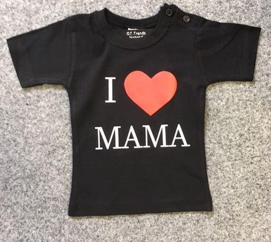 Baby shirt zwart met opdruk ''I ......MAMA'' maat 80