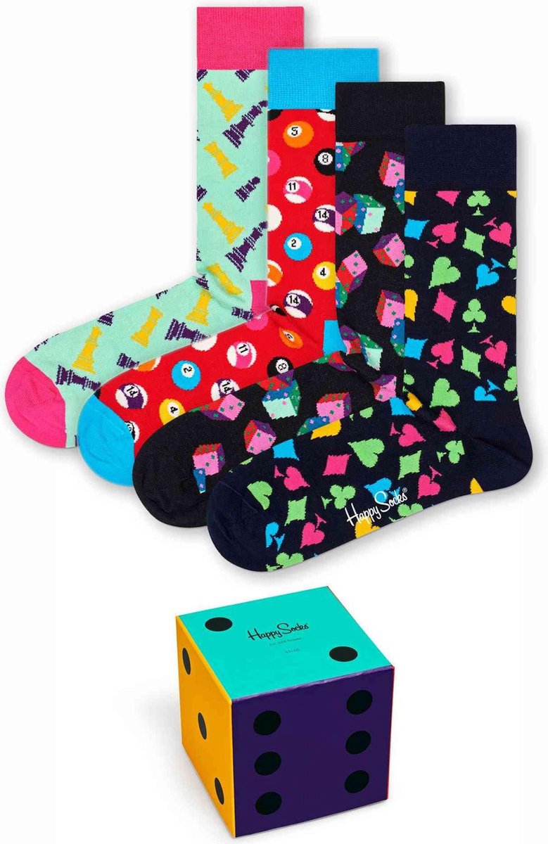 Happy Socks Sokken Game Night Gift Box Blauw Maat:36-40 | bol.com