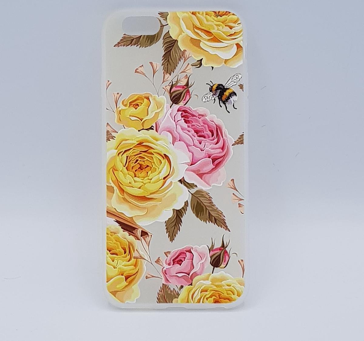 Geschikt voor iPhone 6 – hoes, cover – TPU – yellow and pink roses