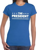 The President tekst t-shirt blauw dames M