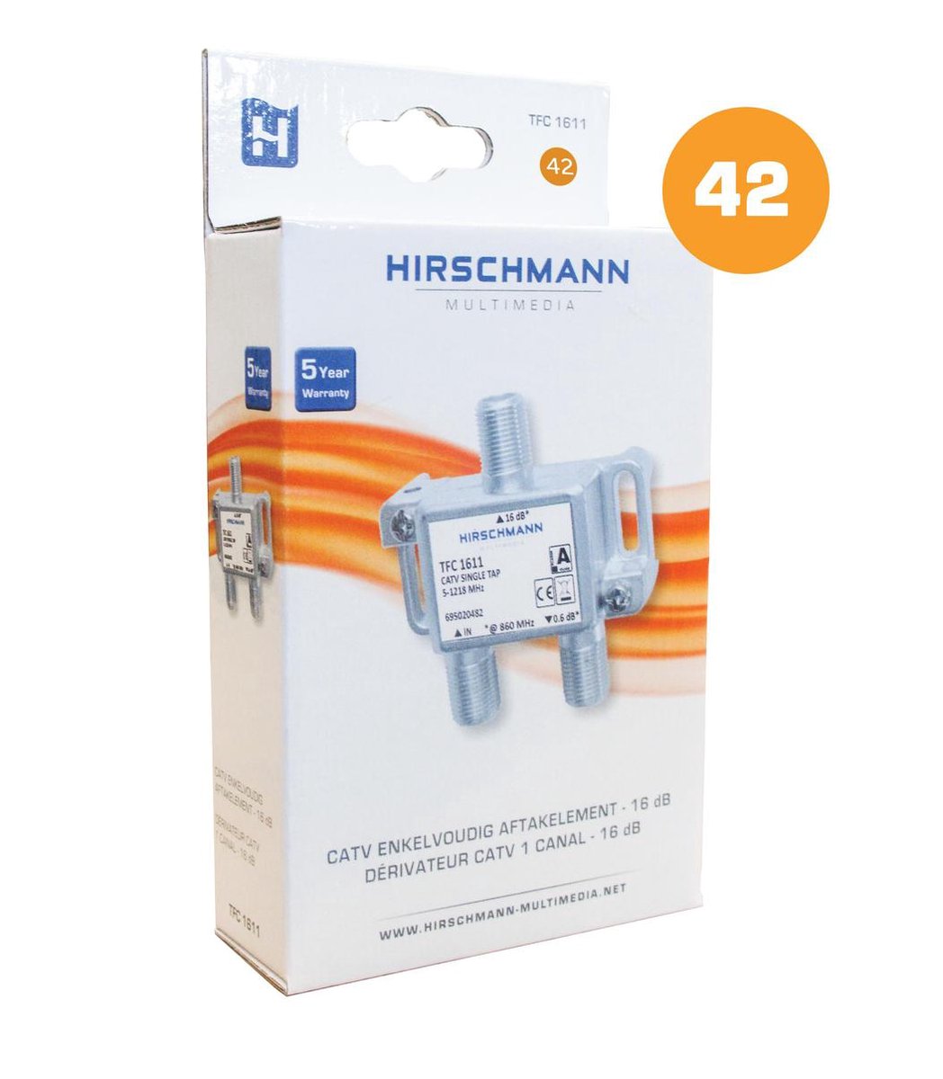 Hirschmann multitap TFC1611 SHOP met 1 uitgang - 16 dB / 5-1218 MHz