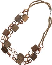 Behave® Dames ketting van hout bruin 75 cm