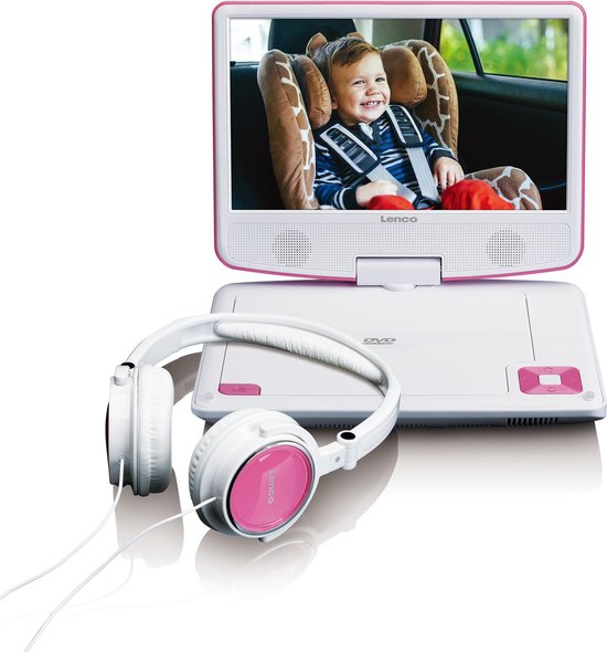 Lenco DVP-910PK - Portable DVD-speler met batterij - 9 inch - Roze — afbeelding 4