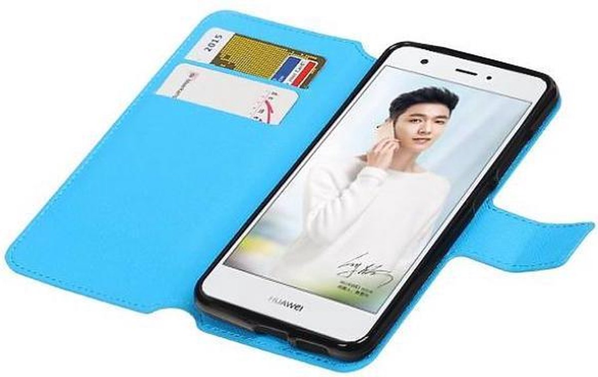 Cross Pattern TPU Bookstyle Wallet Case Hoesjes Geschikt voor Huawei Nova Plus Blauw