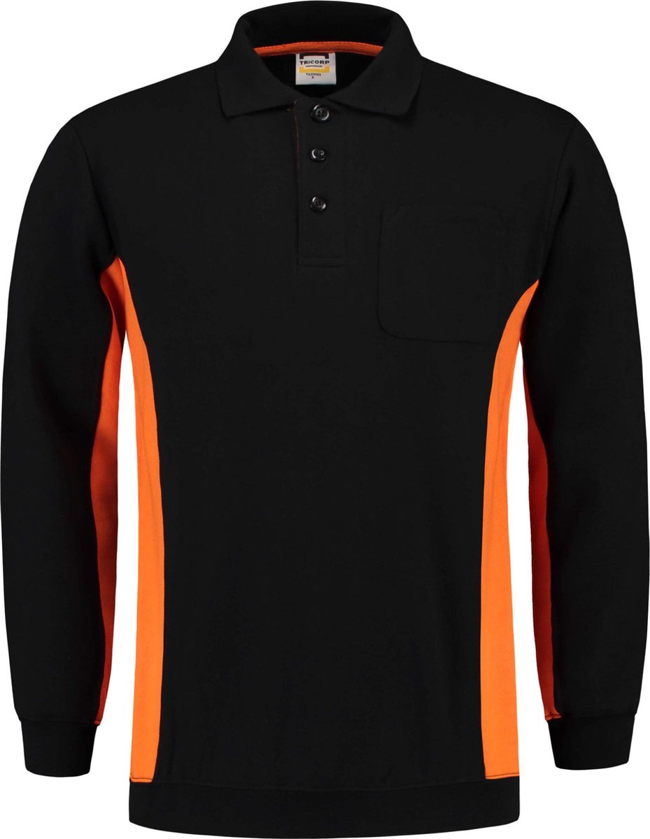 Tricorp Polo Sweater Bicolor Borstzak 302001 Zwart / Grijs  - Maat S