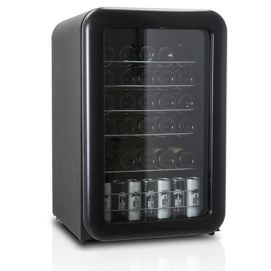 Koelkast: Temptech retro koelkast - 115 liter A+ zwart met glazen deur, van het merk Temptech