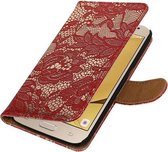 Etui Portefeuille Booktype Red Lace pour Samsung Galaxy J2 2016