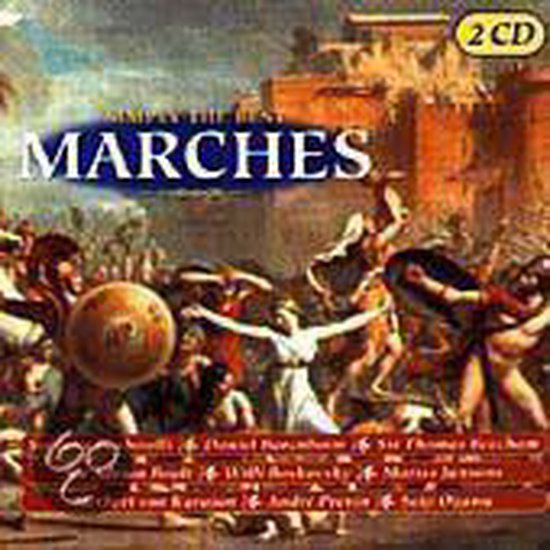 Albumhoes met de titel 'Simply the Marches', met een schildering van een strijdtoneel. 2 CD's.