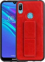 Grip Stand Hardcase Backcover voor Huawei Y6 2019 Rood