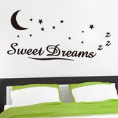 Muursticker tekst Sweet Dreams maan en sterren / Muurdecoratie kinderkamer slaapkamer / 50x110cm