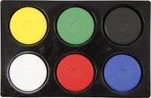 Waterverf in palet, d: 44 mm, primaire kleuren, 6 assorti