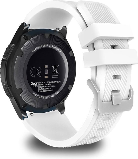 Bandje Voor de Samsung Gear S3 Classic / Frontier / Galaxy Watch 46mm Band - Siliconen Armband / Polsband / Strap Band / Sportbandje - Wit