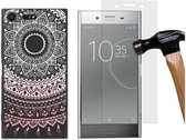 MP Case glasfolie tempered screen protector gehard glas voor Sony Xperia XZ Premium + Gratis Mandala TPU case hoesje voor Sony Xperia XZ Premium