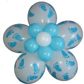 Ballonnen bloem zelf maken, Babyvoetjes blauw, geboorte babyshower