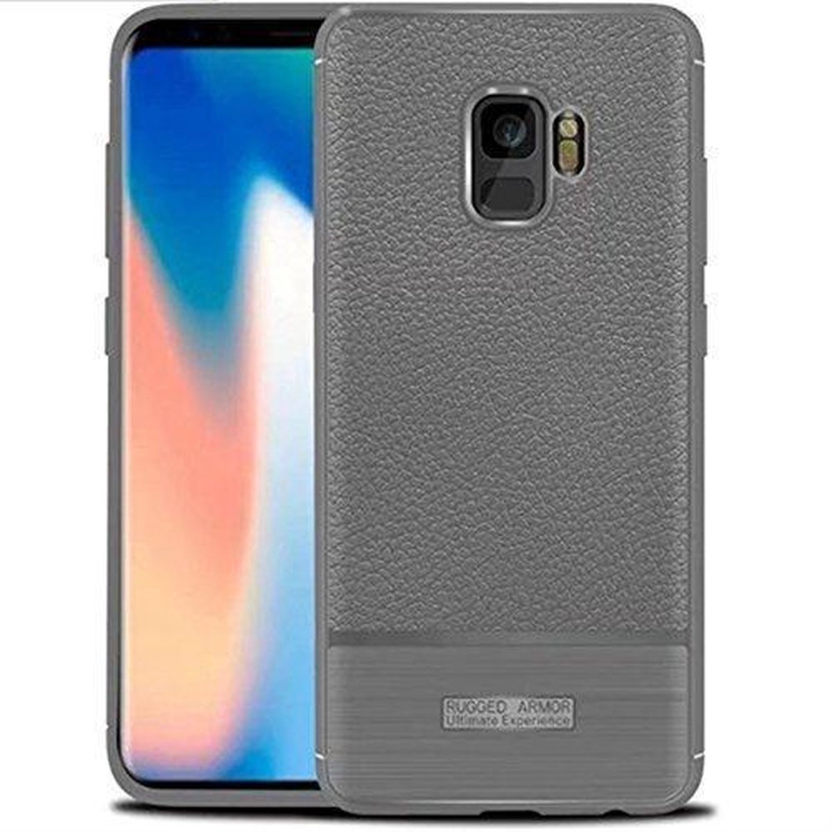 DrPhone Samsung S9 Rugged Armor Litchi TPU Case - Ultra Dunne Gel Silicone Hoesje - Antislip   Anti Schok Beschermhoes -