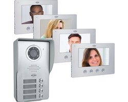 ELRO DV477W4 Video Deur Intercom - 4 Appartementen - Met 4x 7 inch kleurenscherm - Verstelbare camera met nachtzicht - Color Night Vision - 16 Beltonen