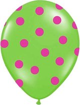 Ballonnen lime dots fuchsia 10 stuks