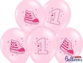 Ballonnen 30cm, Sneaker - Number 1, Pastel roze (1 zakje met 50 stuks)