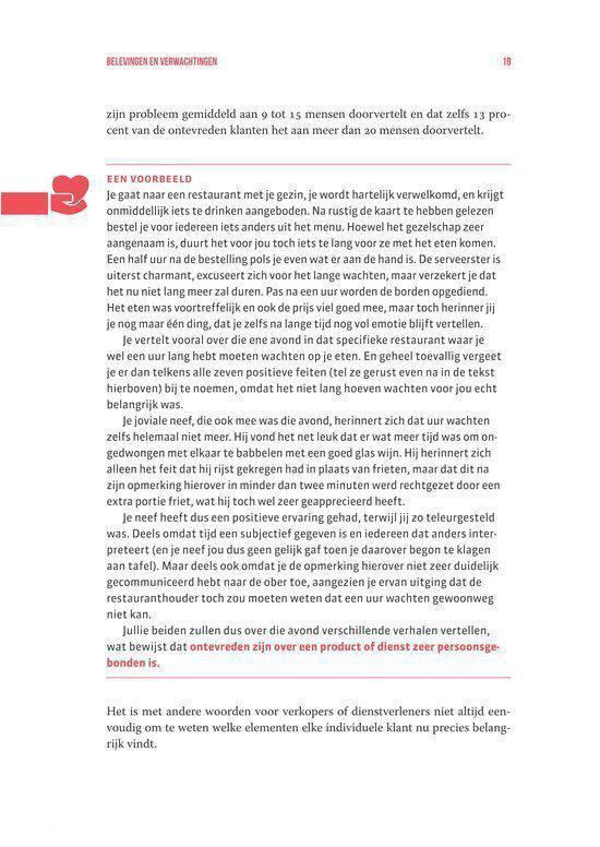 Pagina met rode hartvormige icoon en tekst over de klant.