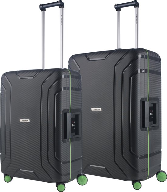 CarryOn Steward Kofferset 2-delig met kliksloten - Grote koffer 100 ltr + 70 ltr middenmaat - Donkergrijs
