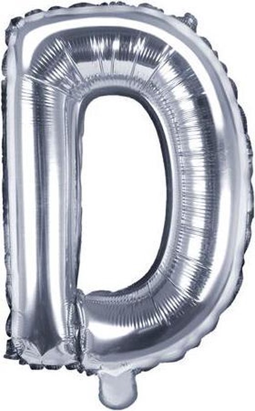 Folie ballon, 35 cm zilver Letter D