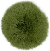 Stoelkussen - zitkussen schapenvacht - groen rond - stoelpad - zetelkussen - klein rond vachtje