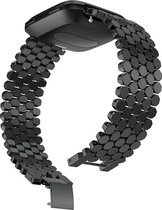 Metaal schakel bandje "Dots" Zwart geschikt voor Fitbit Versa (Versa 2, Versa Lite)