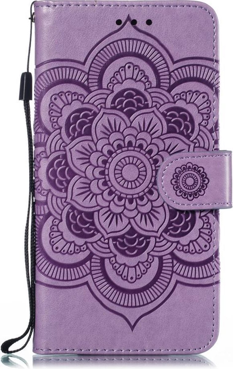 Mandala Bloemen Book Case - Geschikt voor Samsung Galaxy A20e Hoesje - Paars