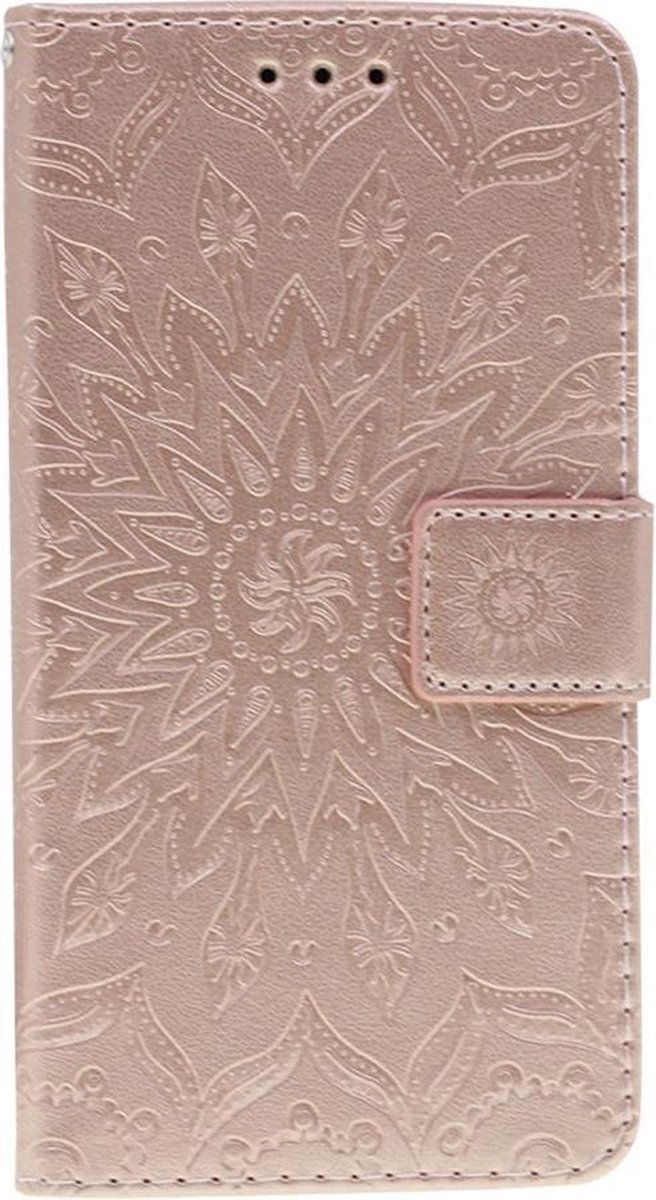 Shop4 - Nokia 1 Plus Hoesje - Wallet Case Zonnebloem Rosé Goud