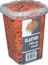 150 gram - Elastiek - oranje - 60 x 1.5 mm  - in plastic pot