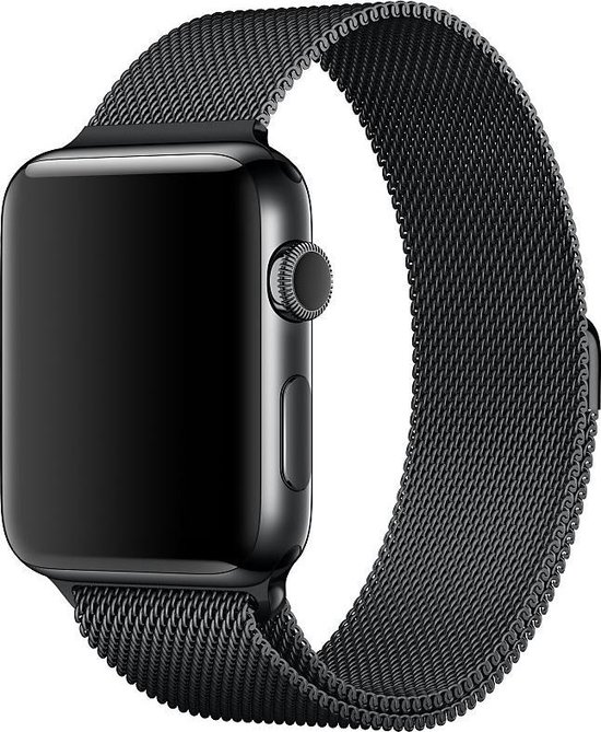 Milanees bandje geschikt voor Apple Watch 38-40mm RVS - Zwart